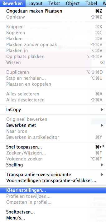 Instellingen Indesign